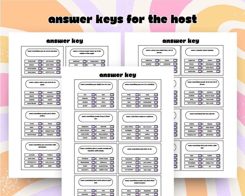 Friendly Feud Game: 50 Printable Question Cards (PDF Download) - Etsy