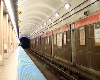 Subway Station Photo, Chicago L Train - Grand, wall art print, Chicago urban photography, abstract, El Train, Subway
