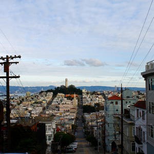 Coit Tower Photo, wall art print, San Francisco urban photography, abstract, pattern, light, architecture