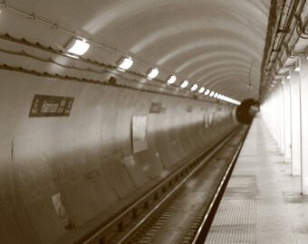 Subway Train Photo, Chicago L Station - Harrison Station, wall art print, Chicago urban photography, L Series, subway
