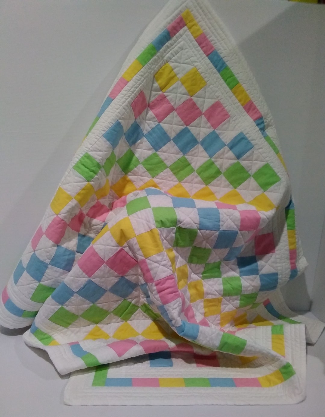 Baby Cot Quilt, Baby Quilt, Cot Quilt, Pastels Quilt, Newborn Gift