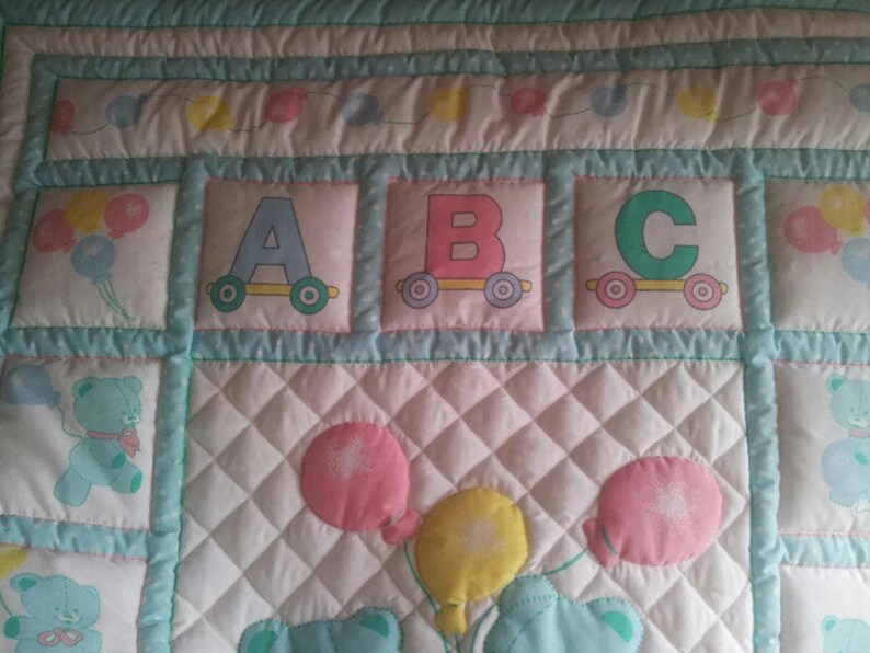 Baby Cot Quilt, Baby Quilt, Cot Quilt, Green Quilt, Bear Quilt, Newborn