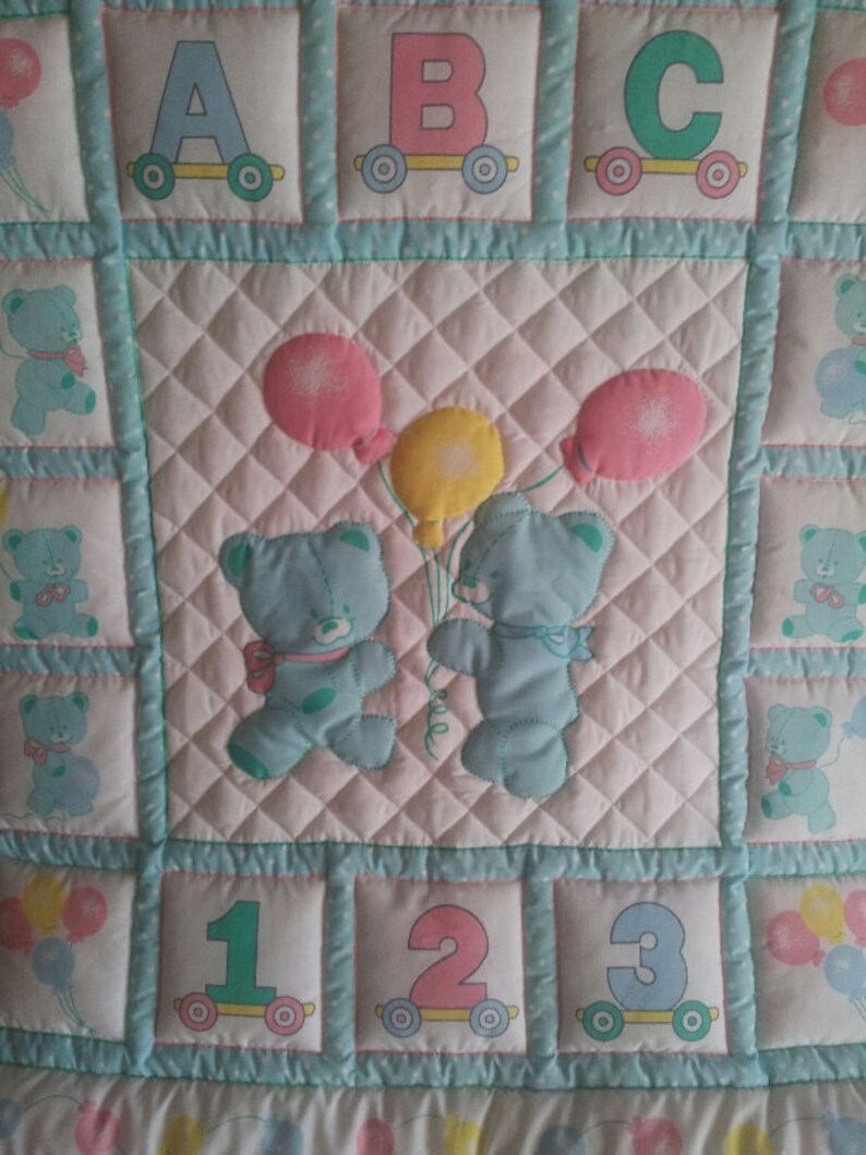 Baby Cot Quilt, Baby Quilt, Cot Quilt, Green Quilt, Bear Quilt, Newborn