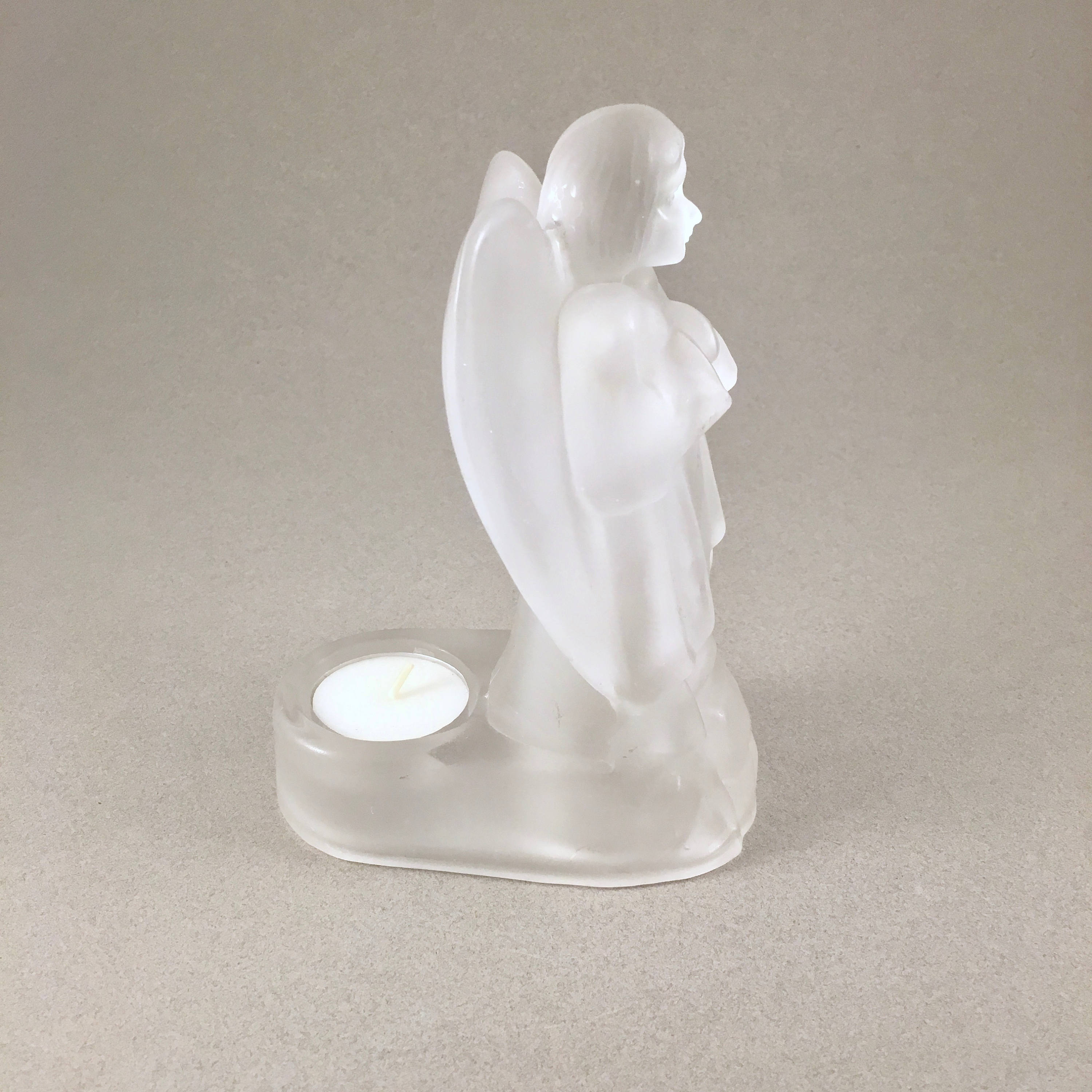 Angel Candleholder Frosted Glass Vintage Tea Light Angel Etsy