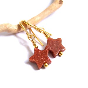 Pendientes colgantes de estrella de piedra dorada, joyería de piedras preciosas chapadas en oro brillante hecha a mano, regalo para ella