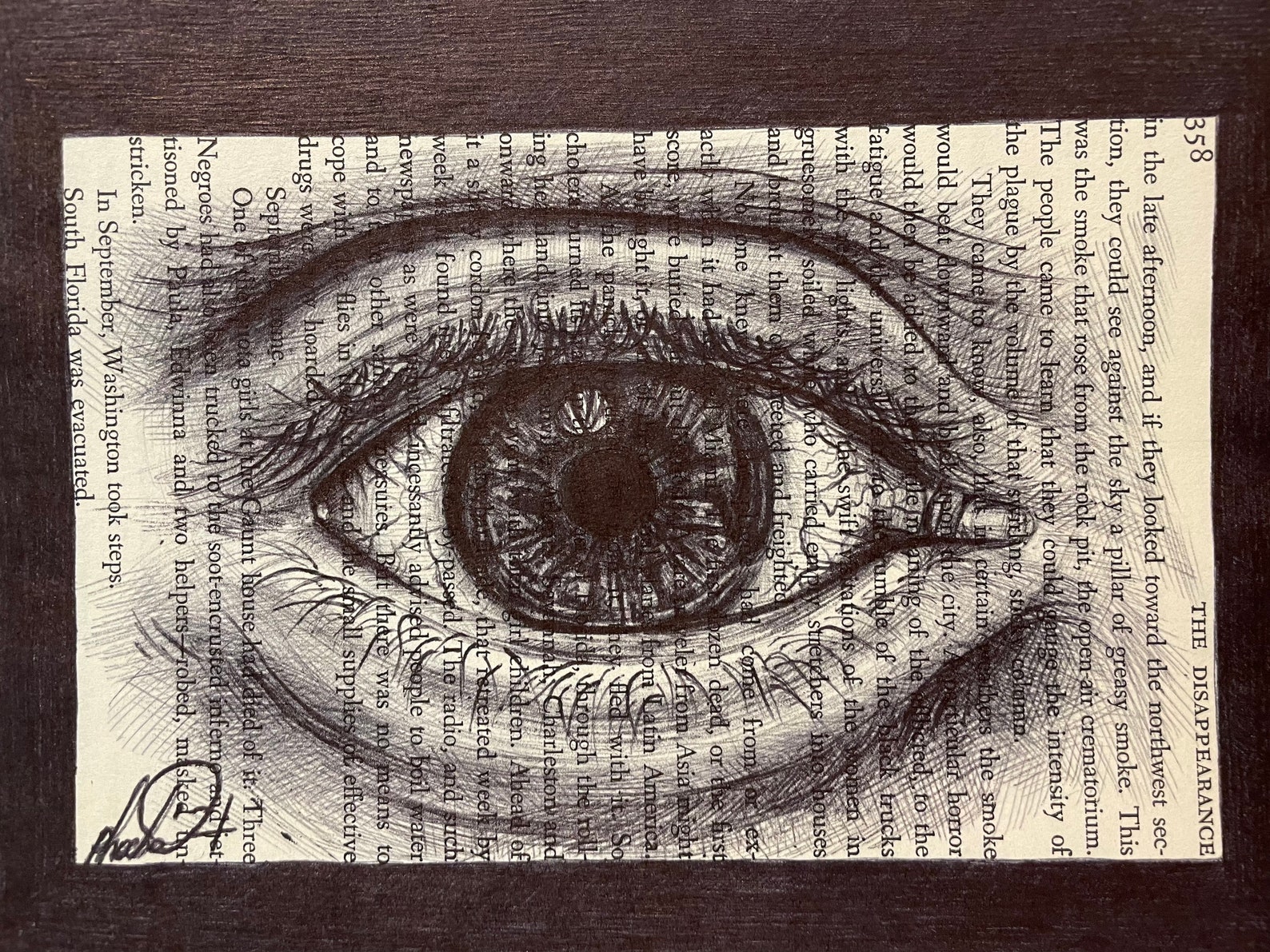Human Eye Original Art Book Page Drawing Etsy