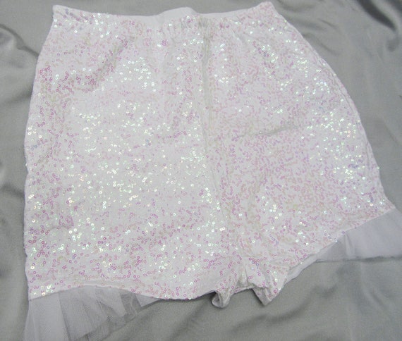 sequin white shorts