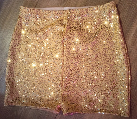 silver sequin high waisted shorts