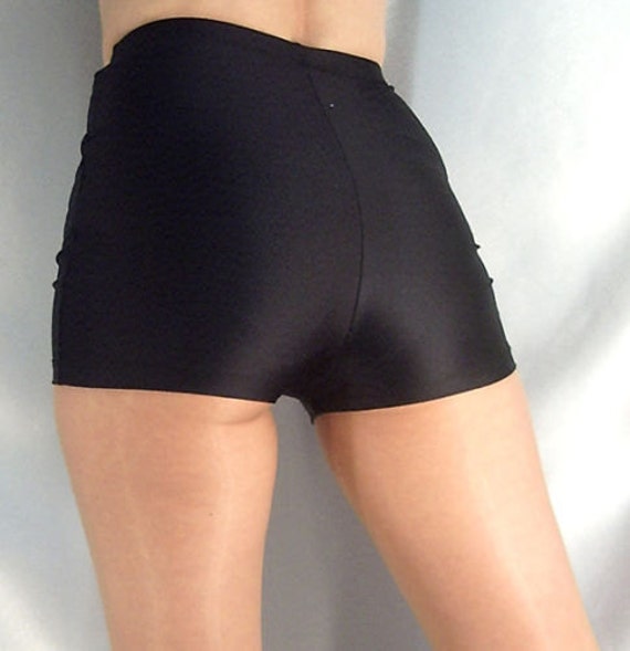 black shiny hot pants