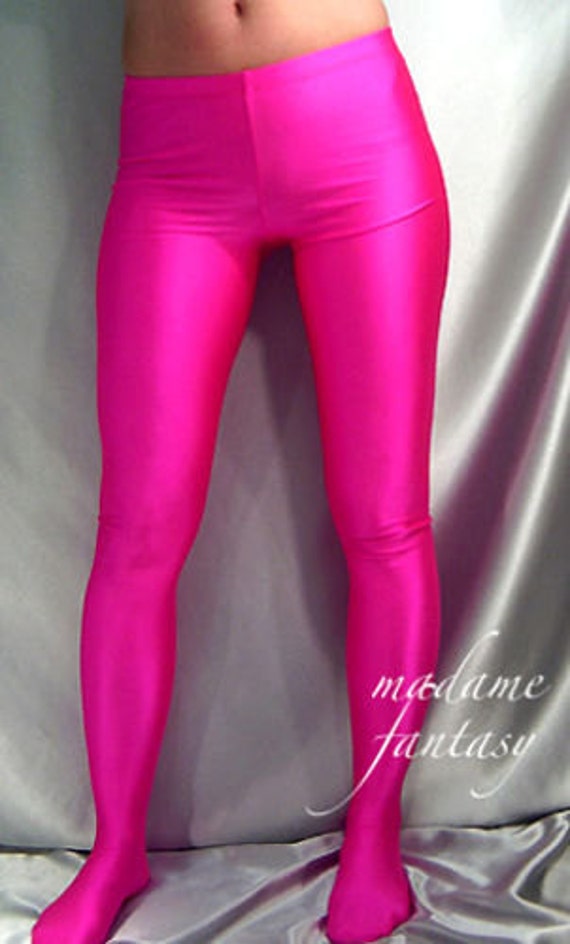 Neon Pink spandex footed leggings Etsy