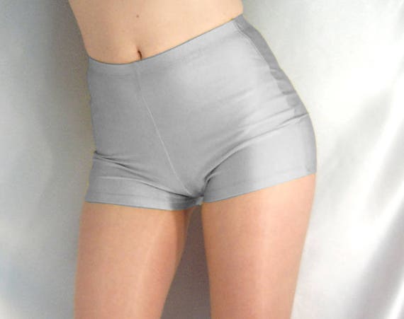 silver high waisted hot pants