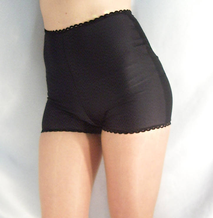 Image of High Waisted Black Spandex Shorts Hot Pants Lace Edge Goth