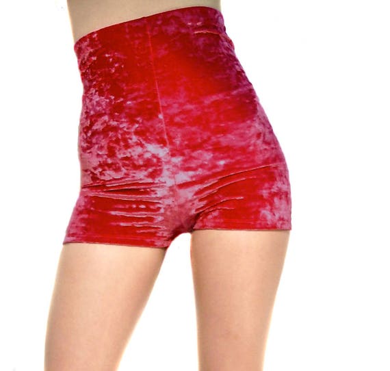 red high waisted hot pants