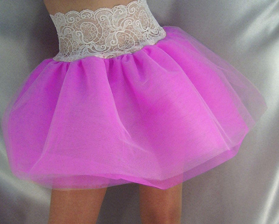 Image of Lace Top Tutu Skirt White Violet Net