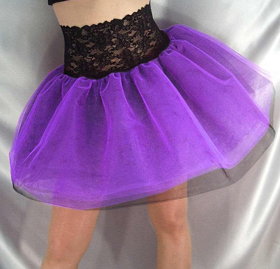 Image of Lace Top Tutu Net Skirt Black Lace Violet