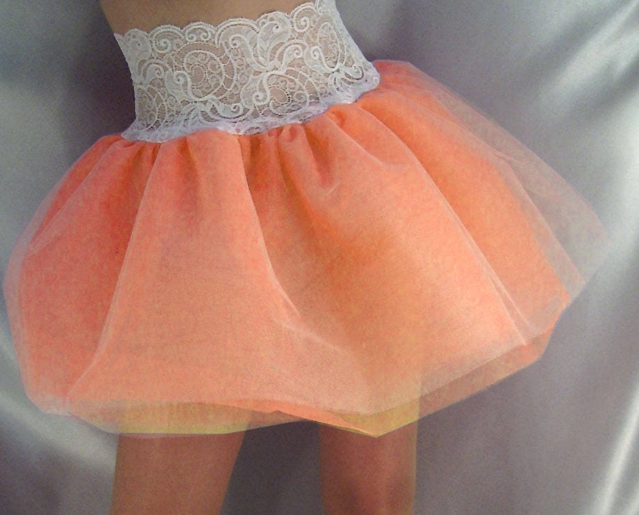 Image of Lace Top Tutu Skirt White Orange Net