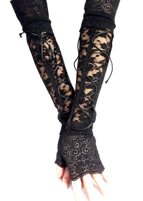 black lace fingerless gloves australia