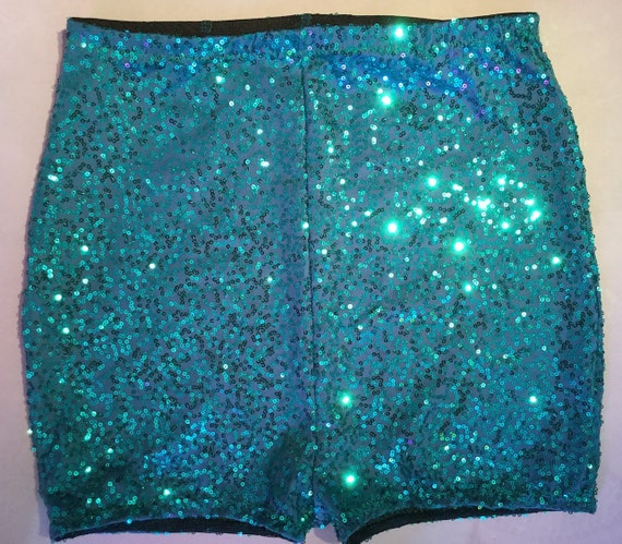 high waisted green sequin shorts