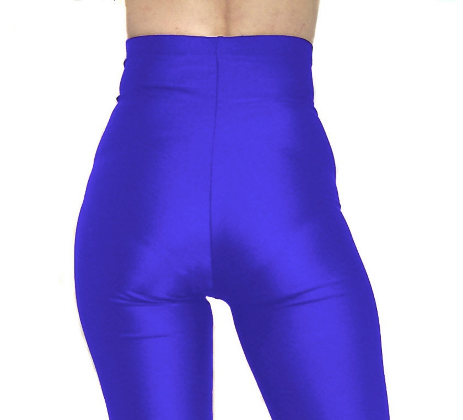 High Waisted footed spandex leggings / tights Royal Blue Etsy