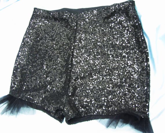 black sequin shorts