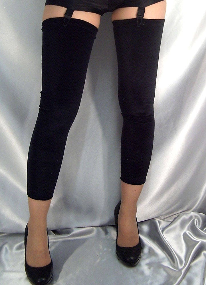 Image of Black Velour Footless Stockings Leg Warmers