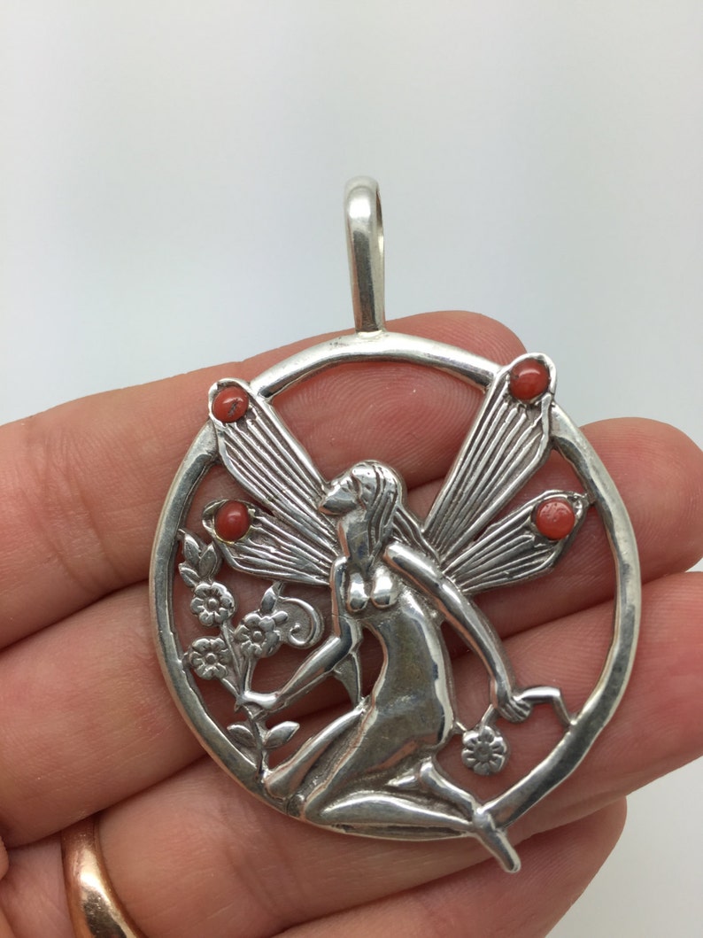 Fairy pendant,Fairy necklace,coral pendant,coral stone,coral jewelry,stone pendant,gemstone pendant,Fairy jewelry,Fantasy necklace