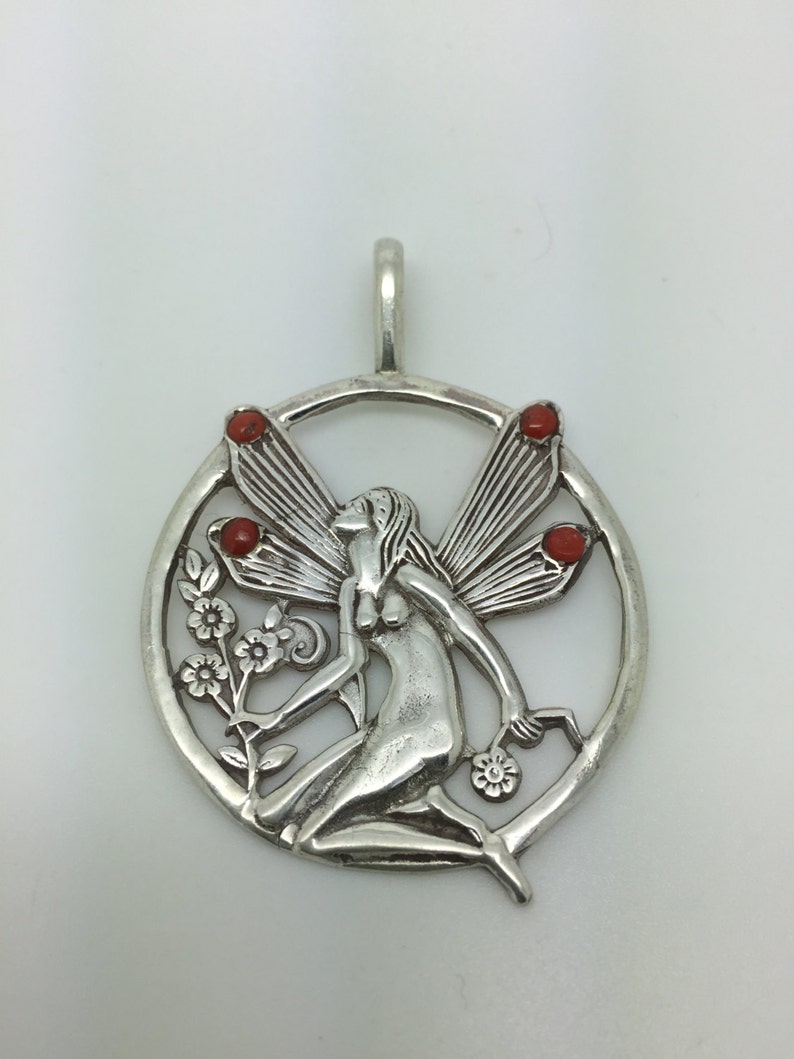 Fairy pendant,Fairy necklace,coral pendant,coral stone,coral jewelry,stone pendant,gemstone pendant,Fairy jewelry,Fantasy necklace