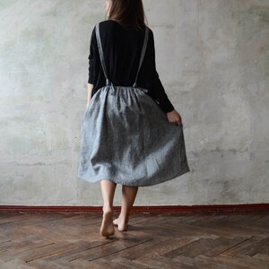 Ukrainian design, Womens Linen Overall Dress, Gray, Oversized, Summer Skirt, Designer clothing, Linen Clothes, Natural Flax, Womens Clothing