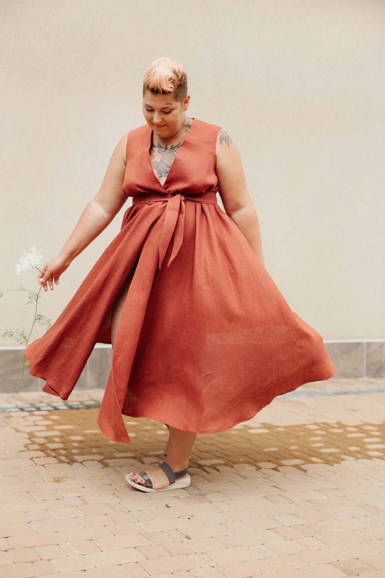 FREE Shipping,plus Size Clothing,womens Linen Dress,wraparound Dress