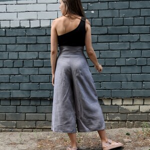 Linen Pants,Linen Bell-bottomed Trousers,Women's Pants,Flared Pants,Wide Trousers,Summer Pants,Black Trousers,Oversized,Linen Clothes image 7