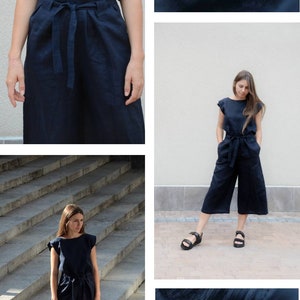 Linen Pants,Linen Bell-bottomed Trousers,Women's Pants,Flared Pants,Wide Trousers,Summer Pants,Black Trousers,Oversized,Linen Clothes image 10