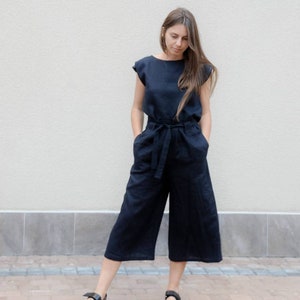 Linen Pants,Linen Bell-bottomed Trousers,Women's Pants,Flared Pants,Wide Trousers,Summer Pants,Black Trousers,Oversized,Linen Clothes image 9