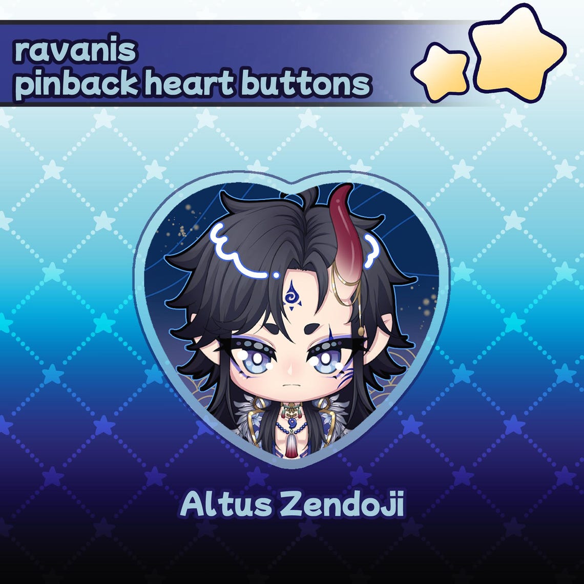 Altus Ravanis RAVANIS BUTTONS - Vtuber Oshi Heart Shaped Pinback Buttons - Etsy
