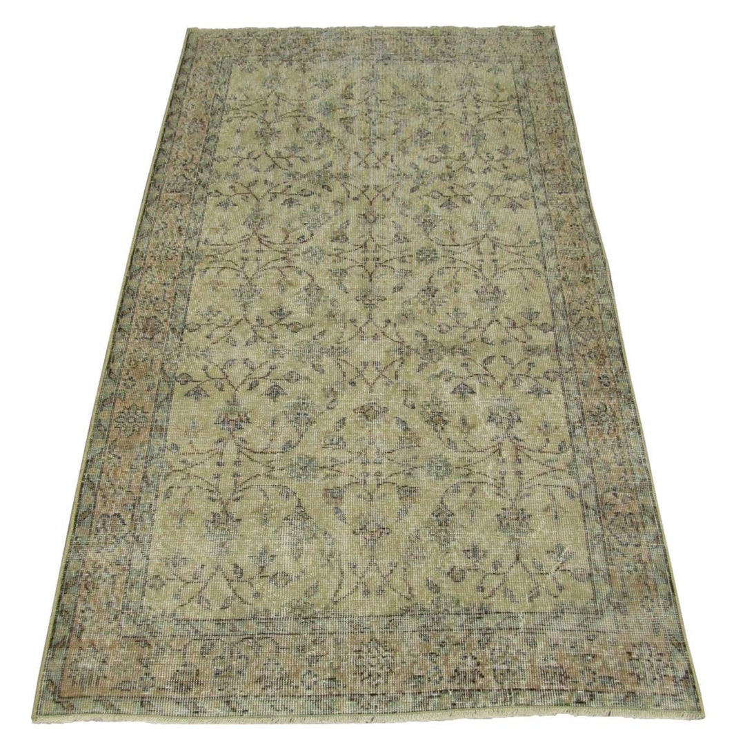 Cream Turkish Rug Vintage Turkish Rug: Cream Floral Design, Handmade (6'9'' X 3'10'') - Etsy