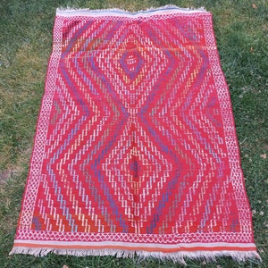 Alfombra Cicim de lana hecha a mano: Kilim turco vintage de 5&#39;3&quot;x3&#39;8&quot;