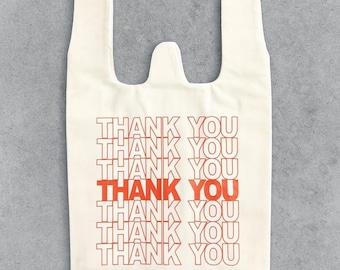 Handmade Canvas Tote Bag “Thank You Have A Nice Day” Reusable Eco Shopping Bag