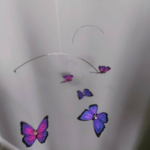 Butterfly mobile garland hanging decoration. Handmade children's bedroom home decor. Butterflies hand painted. Pink, purple, colourful.