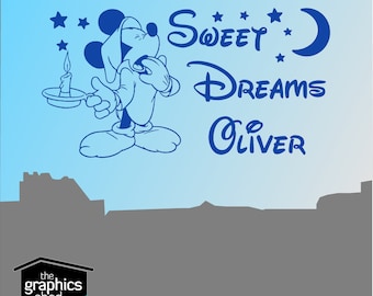 Naklejka ścienna personalizowana Myszka Miki słodkie sny