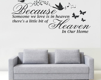 Bo kogoś kochamy jest w niebie ścienne naklejki cytat