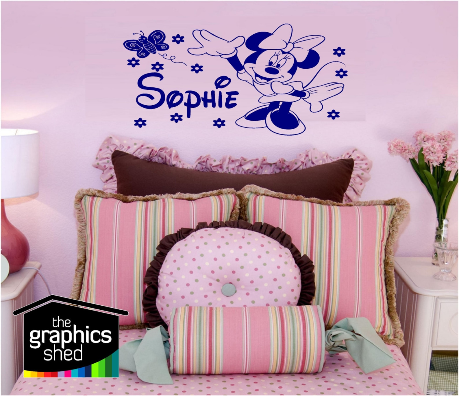 Personalised Minnie Mouse Wall Sticker Etsy