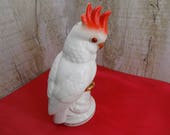 Vintage parrot porcelain figurine Gorodnitsa USSR Soviet Russian 70s Candle holder Porcelain white Bird Night light