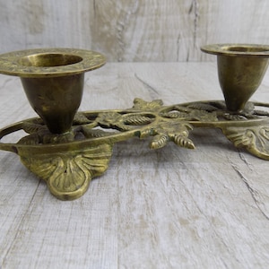 Candlestick double Vintage bronze candle holder Forged candle stand Iron stand flower Brass Medieval candlestick copper Ancient rose decor