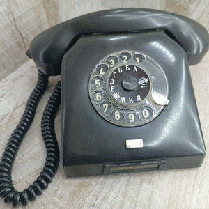 Black Rotary Phone Vintage telephone set Old desk Telephone Disc phone Interior Phone props Retro iPhone Germany home devise magnetic round