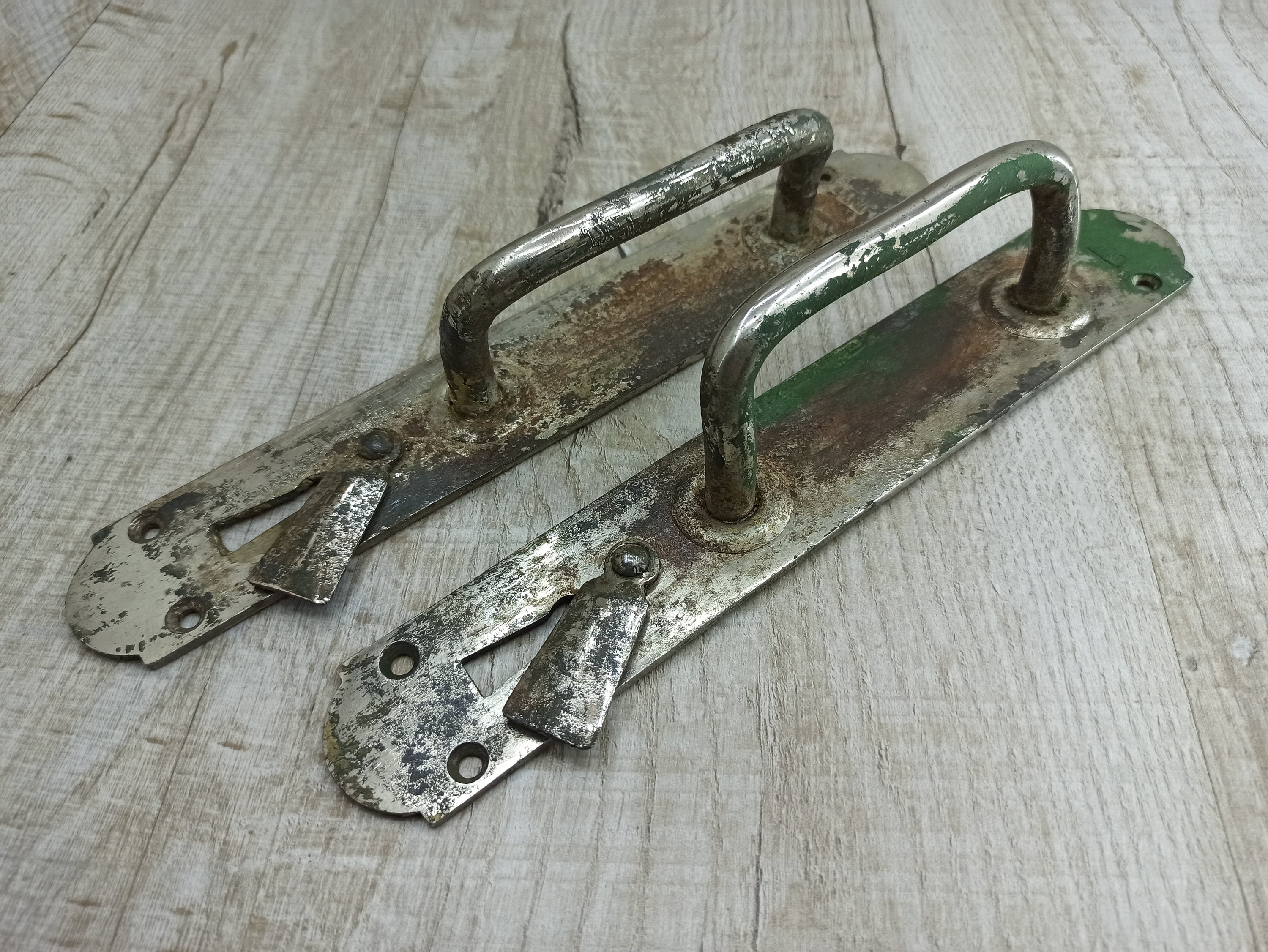 Vintage Door Handles Large Green Door Handles With Key Hole Etsy