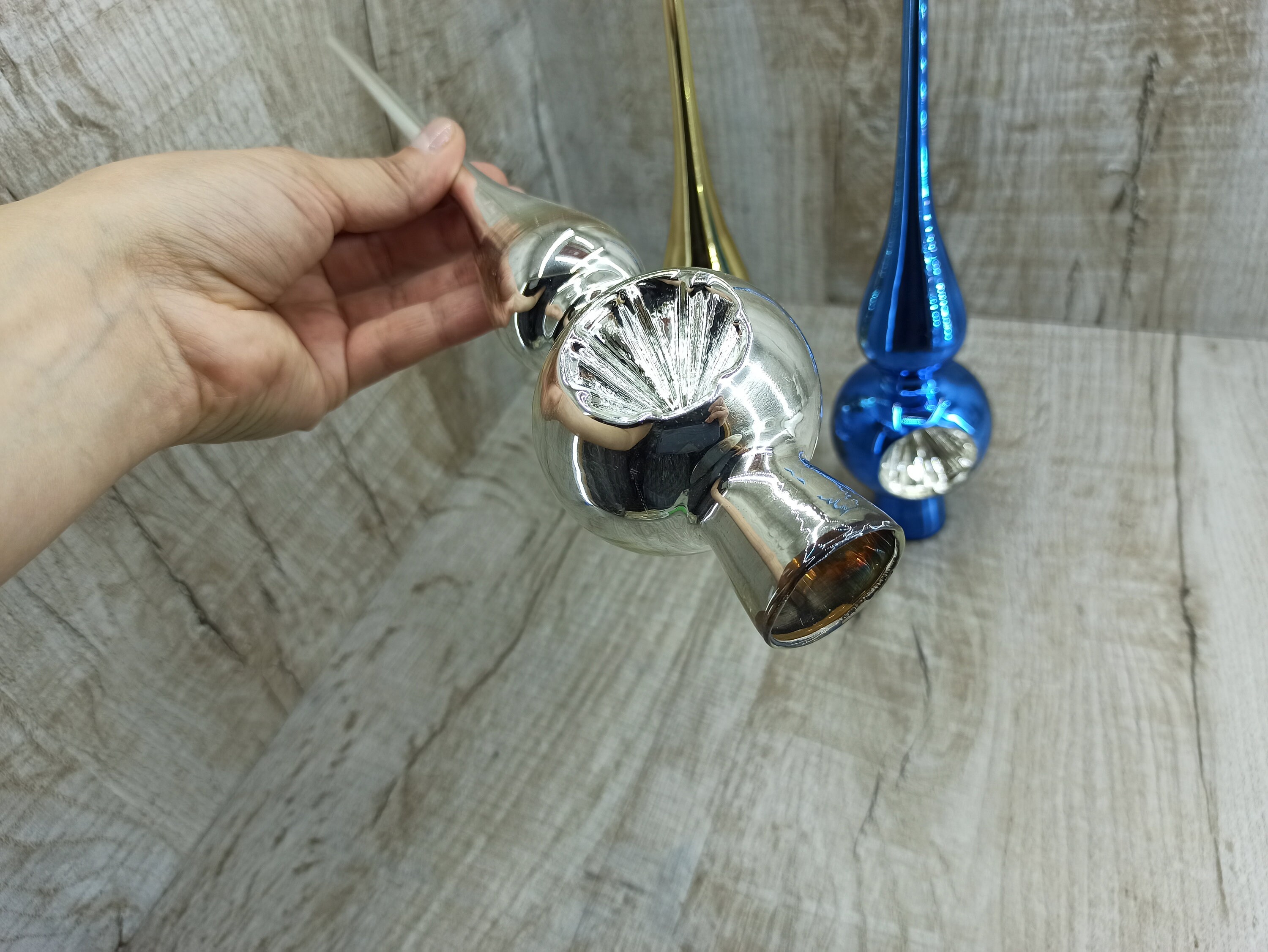 Vintage Tree Topper Blue Gold Silver Tree Decoration Xmas Etsy