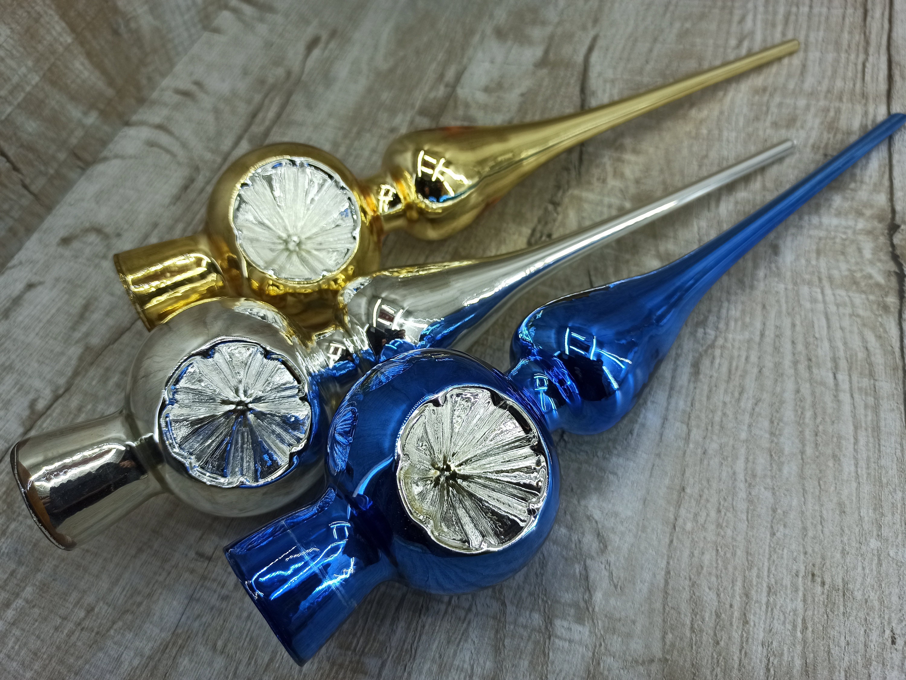 Vintage Tree Topper Blue Gold Silver Tree Decoration Xmas Etsy