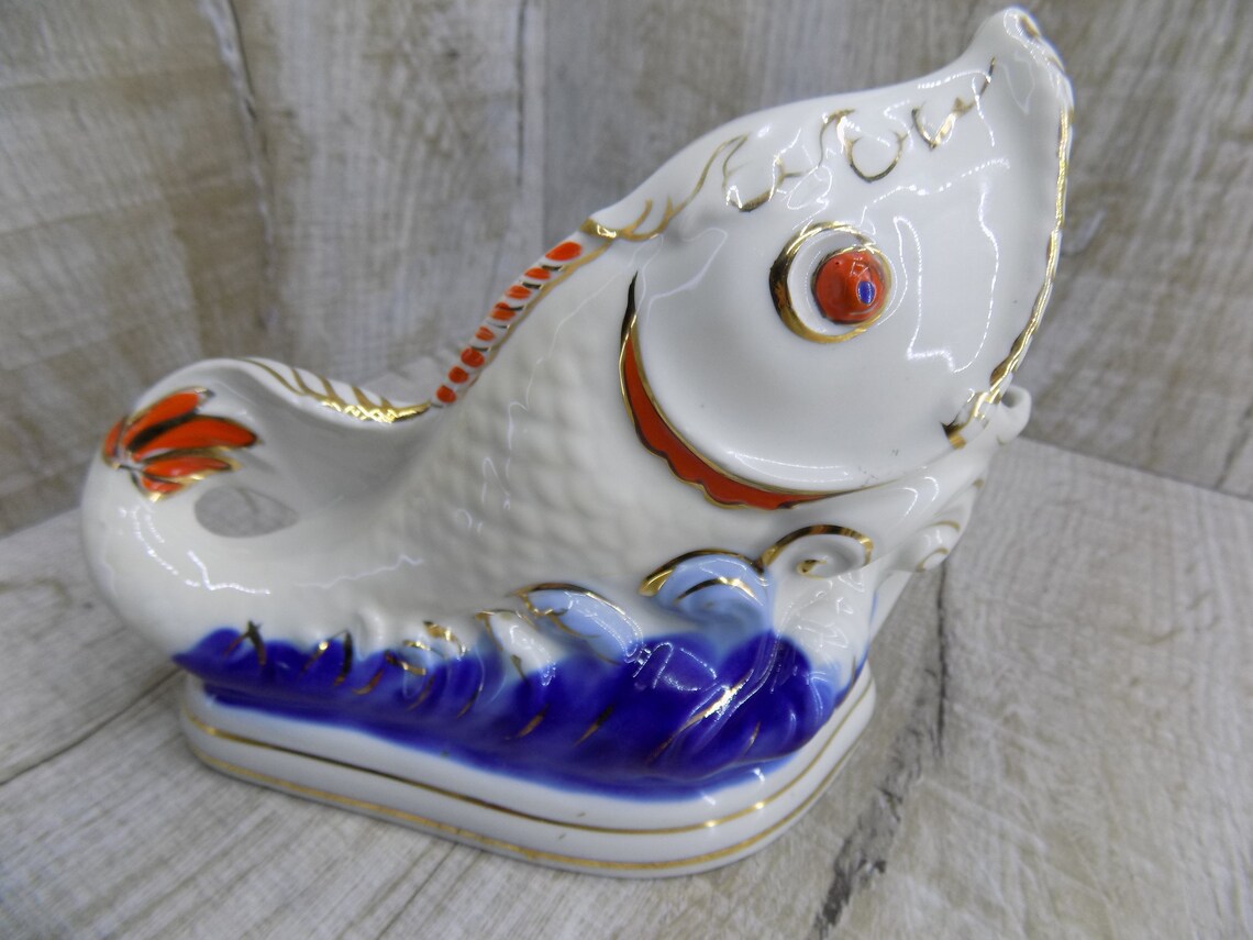 Vintage Fish Napkin Holder Fishing Decor Porcelain Fish Etsy