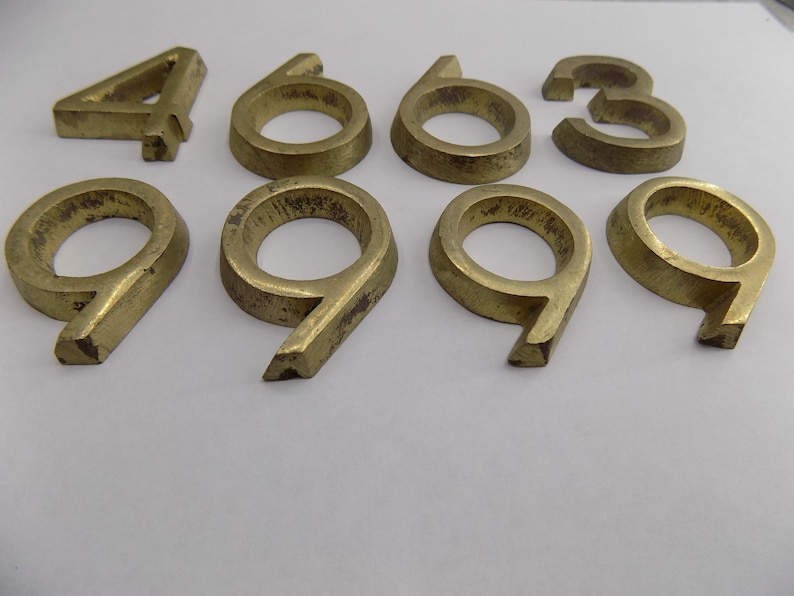 Bronze Numbers 4 6 3 9 Golden Initial Letter Pendant Brass Etsy