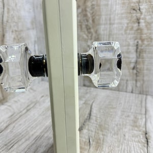 Vintage Klarglas Türknäufe, Plexiglas Retro Metall (Paar)