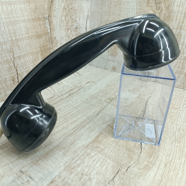 Vintage Black Rotary Telephone Handset Vintage locator Black communication devise Retro telegraph Radiotelephone magnetic Carbonite tube